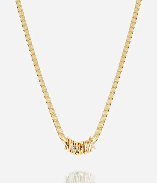 Collier Luis Zag doré maille plate anneaux centraux