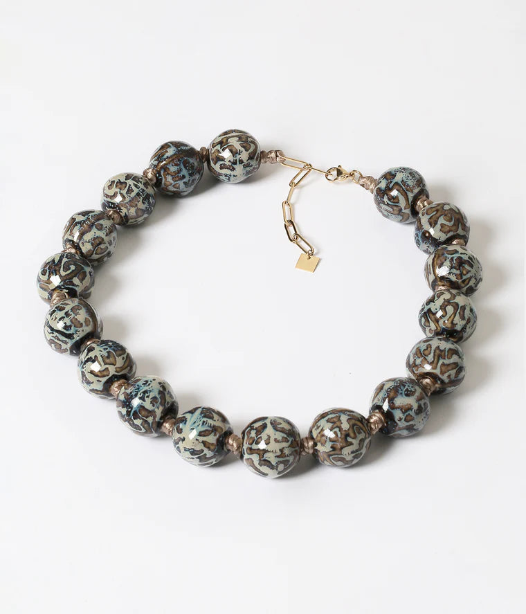 Collier Mato ZAG perles texturées effet artisanal collier bohème femme Divinity Sète