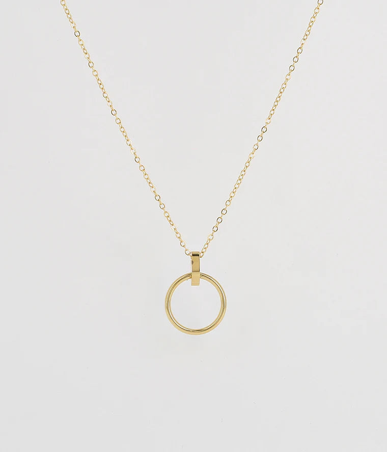Collier Mini Pipelette ZAG anneau acier doré collier minimaliste femme Divinity Sète