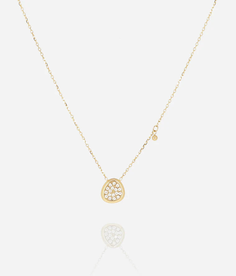 Collier Niralis Zag doré pendentif goutte pavée zirconiums