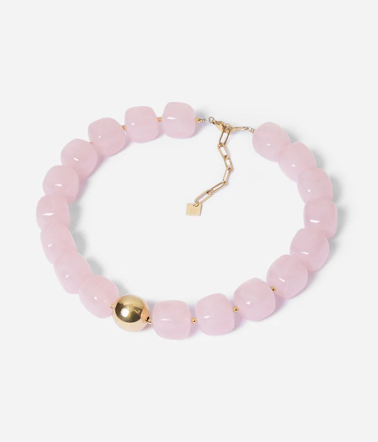 Collier Oedipe ZAG perles colorées résine avec bille dorée femme Divinity Sète