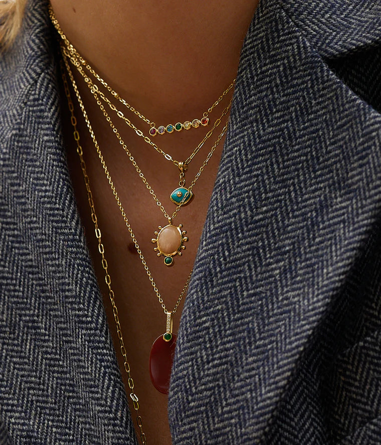 Collier Peggie ZAG pendentif œil acier inoxydable doré bijou femme Divinity Sète