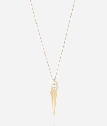 Collier Phileas ZAG pendentif pointe dorée avec pierre zircon femme Divinity Sète