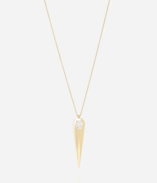 Collier Phileas ZAG pendentif pointe dorée avec pierre zircon femme Divinity Sète