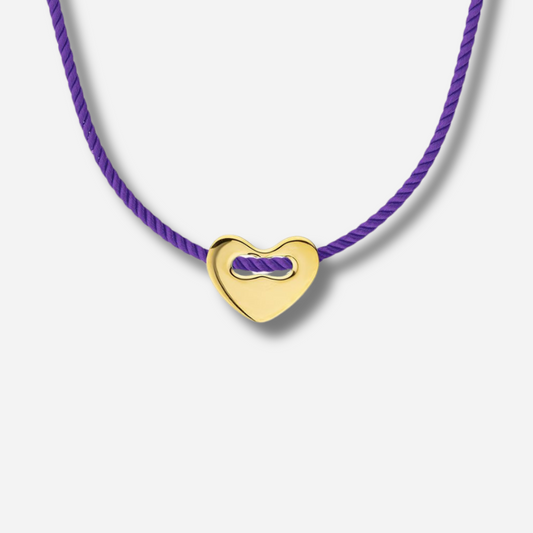 Collier Purple Corazon Mya Bay sur cordon violet avec pendentif cœur doré