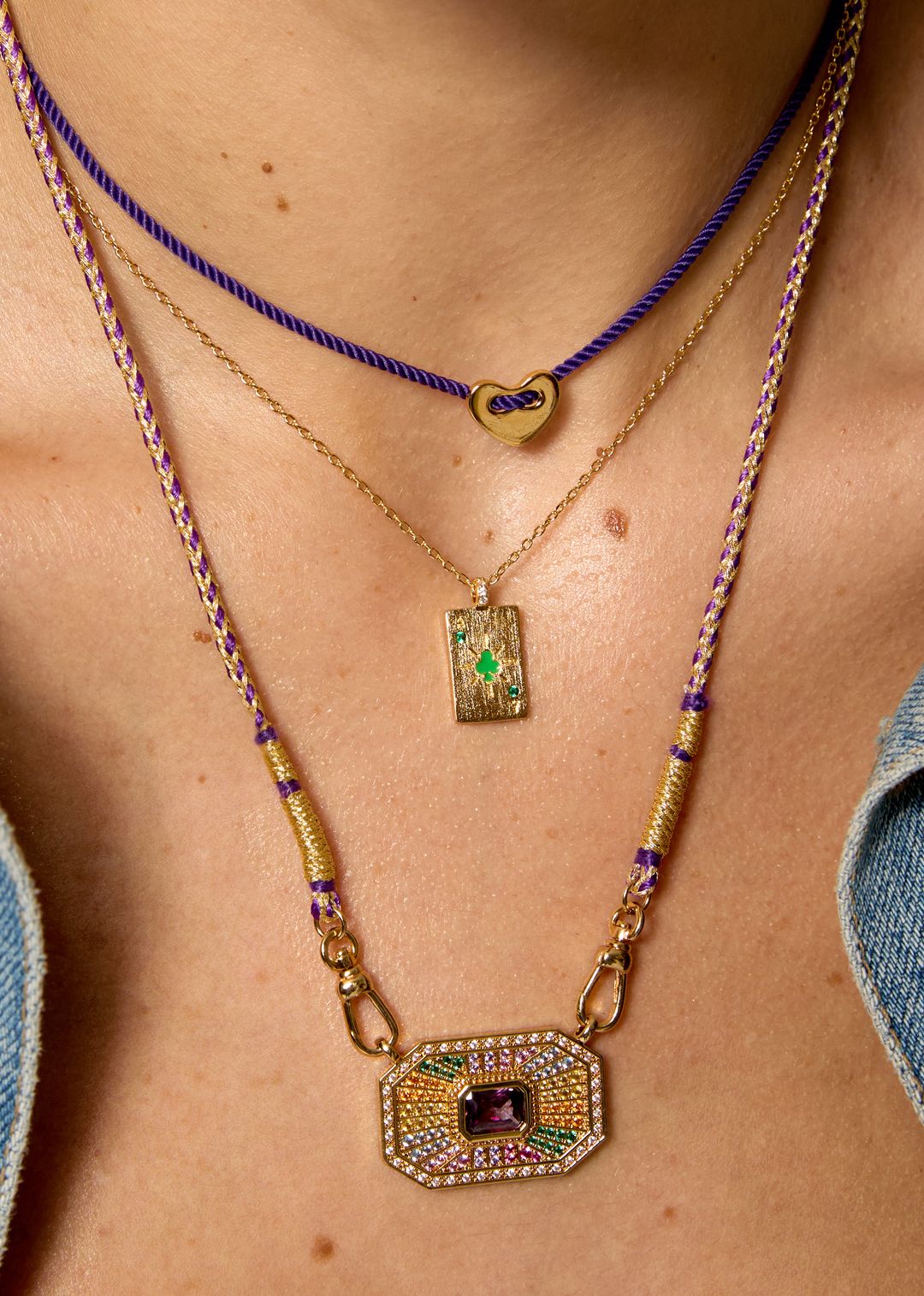 Collier Purple Corazon Mya Bay en accumulation