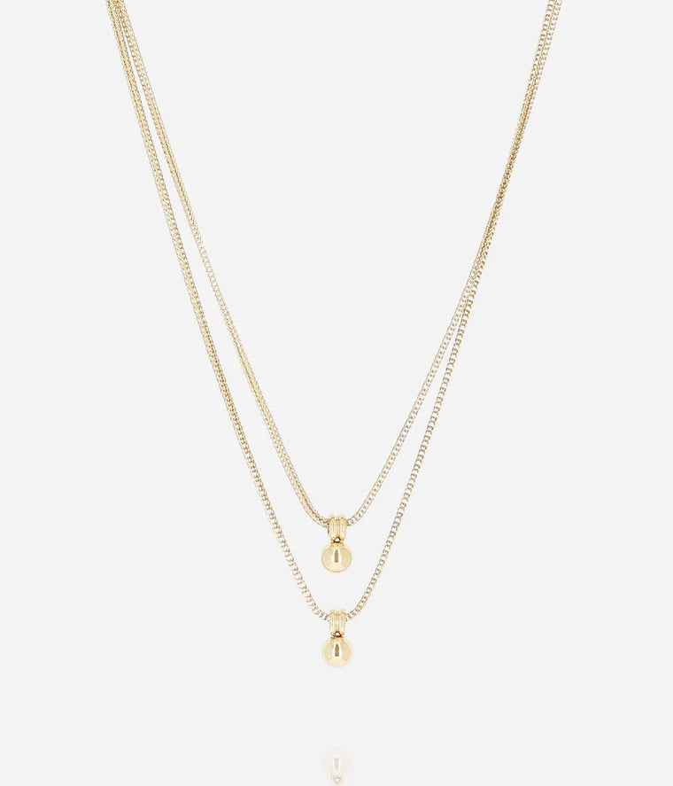 Collier Regala Zag doré double rang pendentifs boules