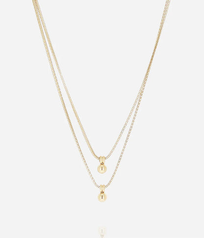 Collier Regala Zag doré double rang pendentifs boules