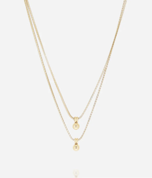 Collier Regala Zag doré double rang pendentifs boules