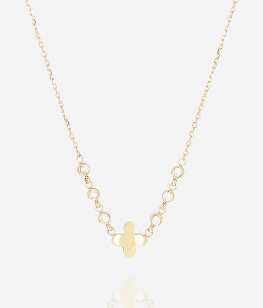 Collier Shanks Zag doré motif trèfle zirconiums