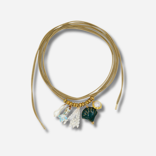 Collier Sigal Mermaid Pampilles Camel à pampilles marines sur cordon