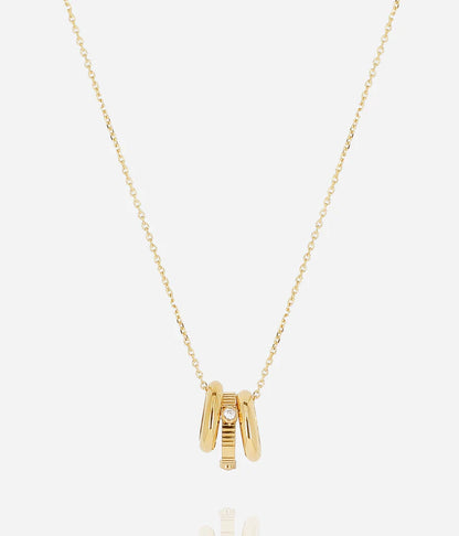 Collier Slalom ZAG acier doré pendentif anneaux zirconium bijou femme moderne Divinity Sète