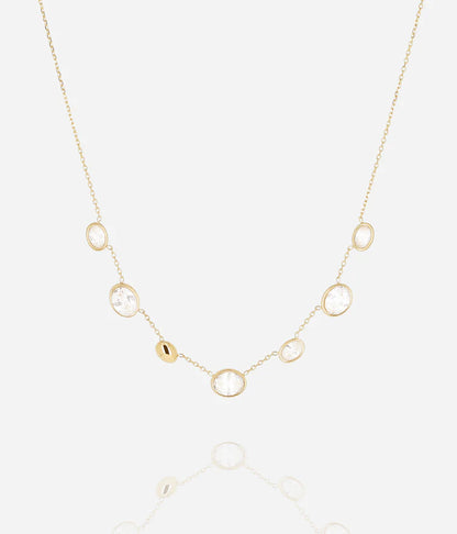 Collier Solyne Zag doré pierres rondes serties