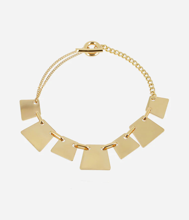 Collier Spello Zag doré avec plaques géométriques articulées