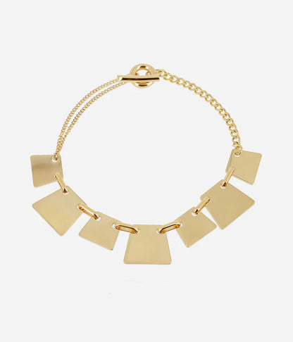 Collier Spello Zag doré avec plaques géométriques articulées