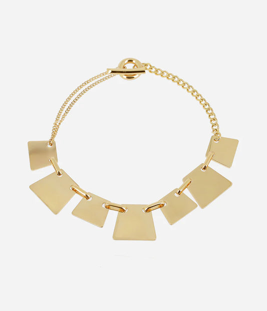 Collier Spello Zag doré avec plaques géométriques articulées