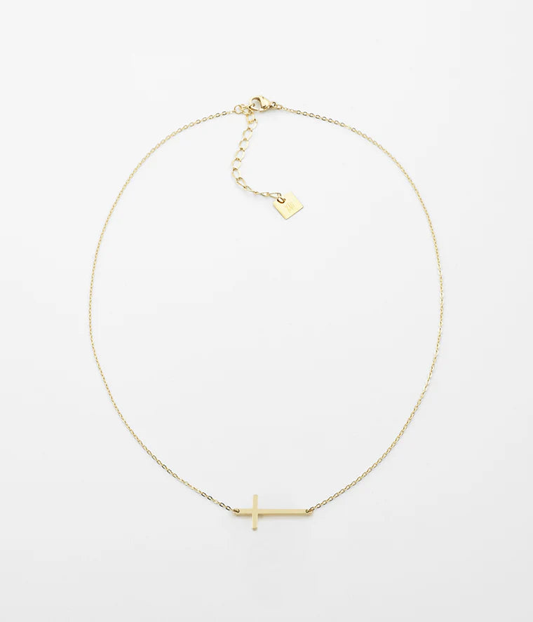 Collier Spirit ZAG croix horizontale acier inoxydable doré bijou femme Divinity Sète