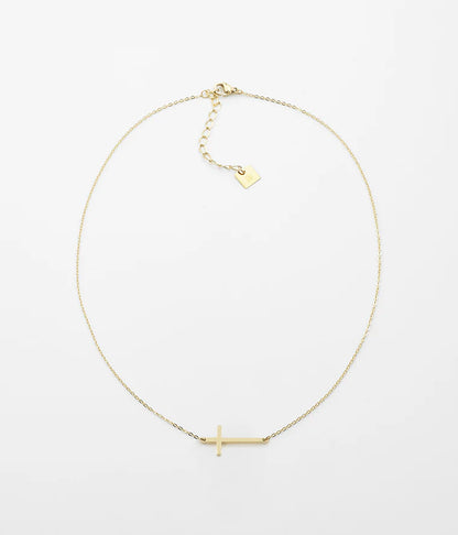 Collier Spirit ZAG croix horizontale acier inoxydable doré bijou femme Divinity Sète