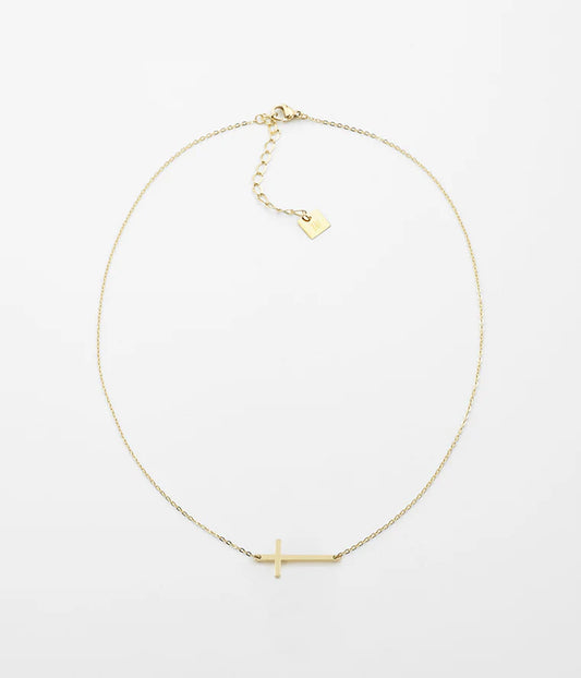 Collier Spirit ZAG croix horizontale acier inoxydable doré bijou femme Divinity Sète