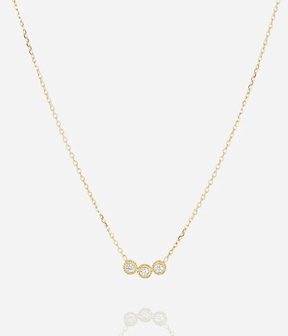 Collier Taormine ZAG acier doré trois cristaux sertis collier fin femme Divinity Sète