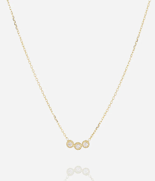 Collier Taormine ZAG acier doré trois cristaux sertis collier fin femme Divinity Sète