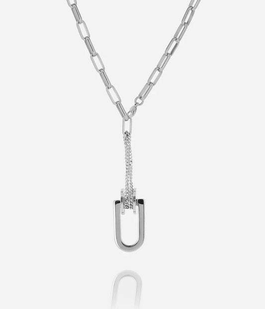 Collier Thora ZAG pendentif U avec chaînes tombantes acier inoxydable femme Divinity Sète