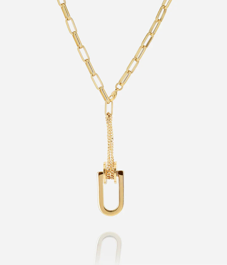 Collier Thora ZAG pendentif U avec chaînes tombantes acier inoxydable femme Divinity Sète