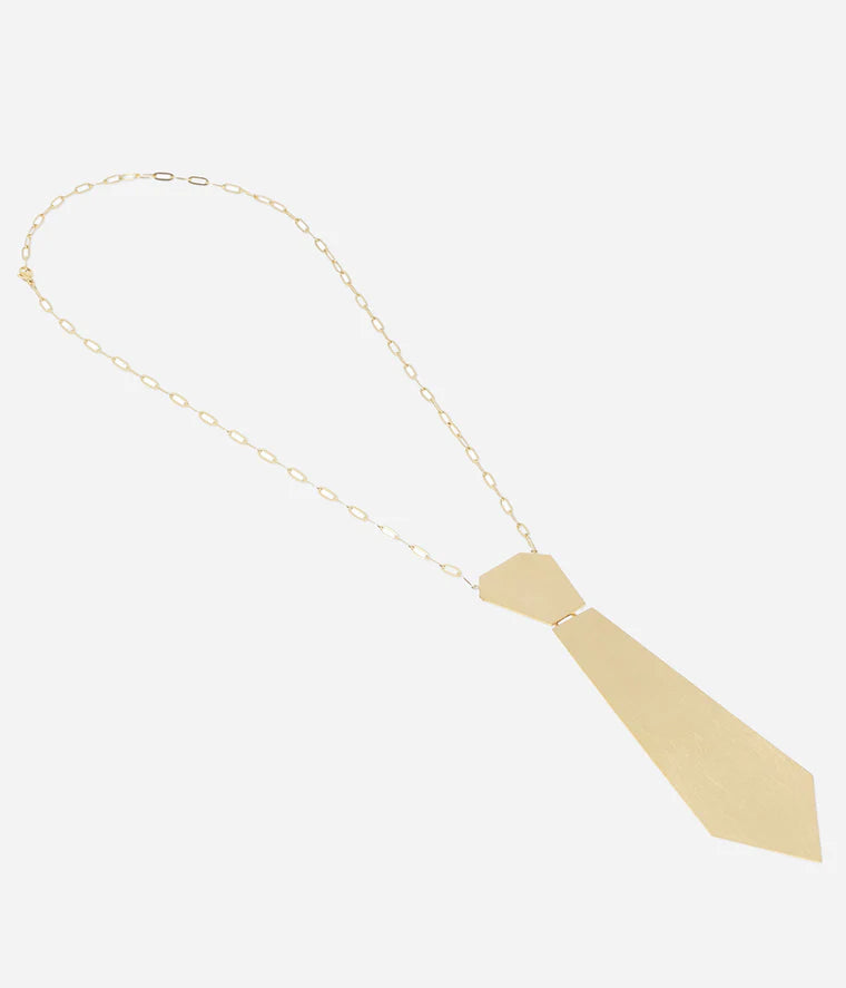 Collier Tie Zag doré pendentif cravate graphique
