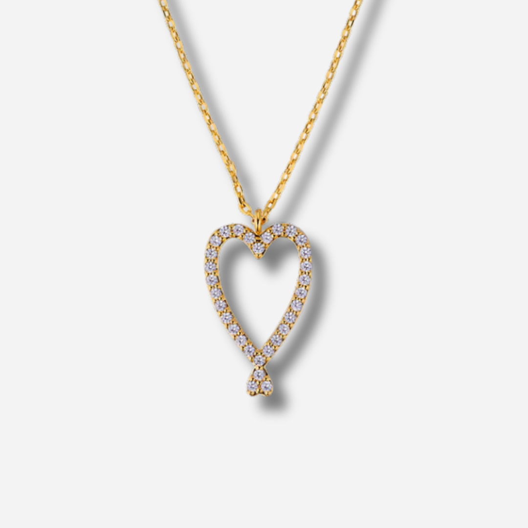 Collier Twin Heart Mya Bay doré avec pendentif cœur pavé de cristaux