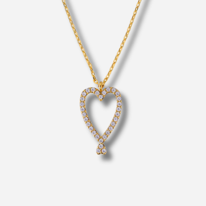 Collier Twin Heart Mya Bay doré avec pendentif cœur pavé de cristaux