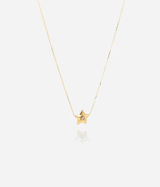 Collier Vénus ZAG étoile zircon acier inoxydable doré bijou femme Divinity Sète