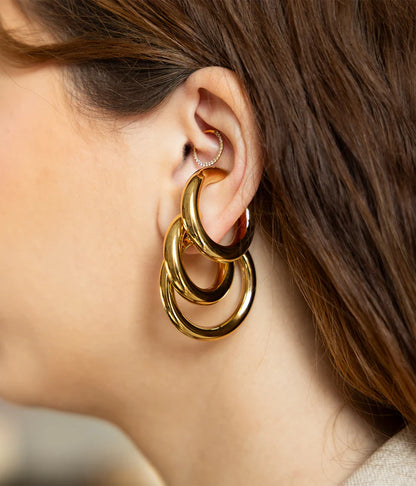 Ear Cuff Carly ZAG en acier inoxydable doré ou argenté sans piercing