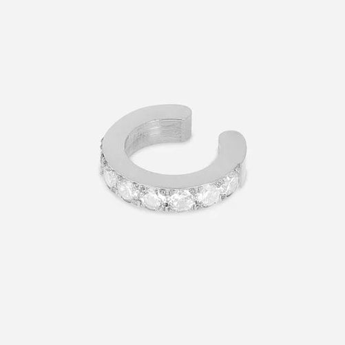 Ear Cuff Carolina ZAG en acier inoxydable doré ou argenté serti de zirconiums