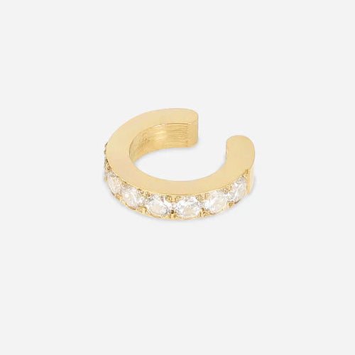 Ear Cuff Carolina ZAG en acier inoxydable doré ou argenté serti de zirconiums