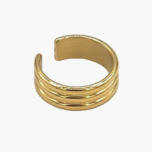 Ear Cuff Josy ZAG doré ou argenté en acier inoxydable triple anneau sans piercing
