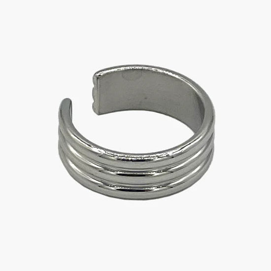 Ear Cuff Josy ZAG doré ou argenté en acier inoxydable triple anneau sans piercing