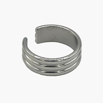 Ear Cuff Josy ZAG doré ou argenté en acier inoxydable triple anneau sans piercing