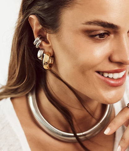Ear Cuff Lyrides ZAG en acier inoxydable doré ou argenté sans piercing