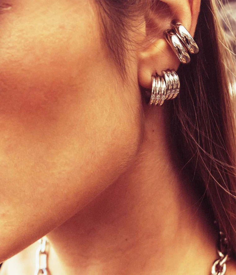 Ear Cuff Lyrides ZAG en acier inoxydable doré ou argenté sans piercing