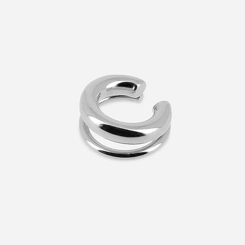 Ear Cuff Tortel ZAG en acier inoxydable doré ou argenté au design triple anneau