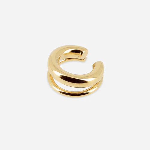 Ear Cuff Tortel ZAG en acier inoxydable doré ou argenté au design triple anneau