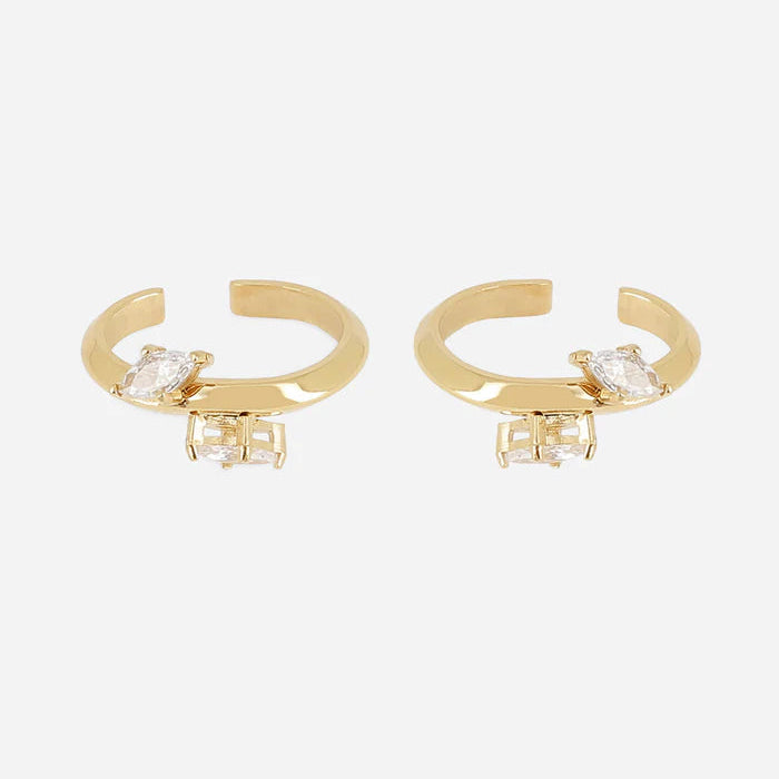 Ear Cuffs Aleria ZAG vendus par paire en acier inoxydable doré ou argenté avec zirconiums