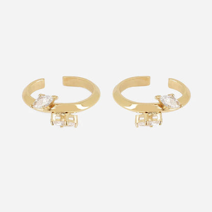 Ear Cuffs Aleria ZAG vendus par paire en acier inoxydable doré ou argenté avec zirconiums