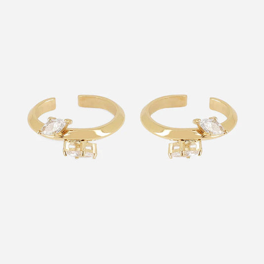 Ear Cuffs Aleria ZAG vendus par paire en acier inoxydable doré ou argenté avec zirconiums