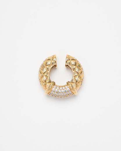 Earcuff femme Pillow Shiny Sigal doré sans piercing orné de cristaux – Divinity Sète