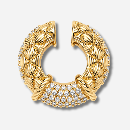 Earcuff femme Pillow Shiny Sigal doré sans piercing orné de cristaux – Divinity Sète