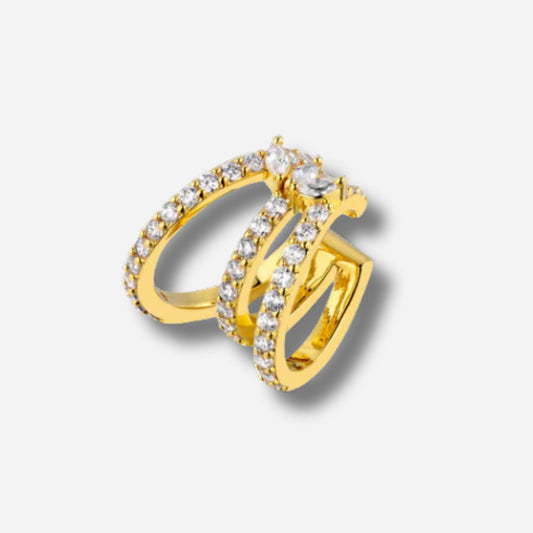 Earcuff White Malia Mya Bay doré multi anneaux pavés zirconiums blancs