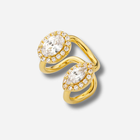 Earcuff Yamato Mya Bay doré double motif serti de cristaux