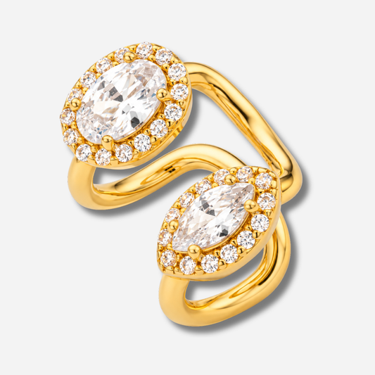 Earcuff Yamato Mya Bay doré double motif serti de cristaux