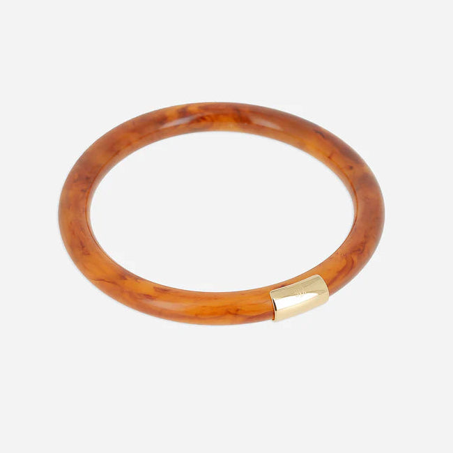 Jonc Bangkok résine colorée bracelet rigide femme détail doré tendance Divinity Sète